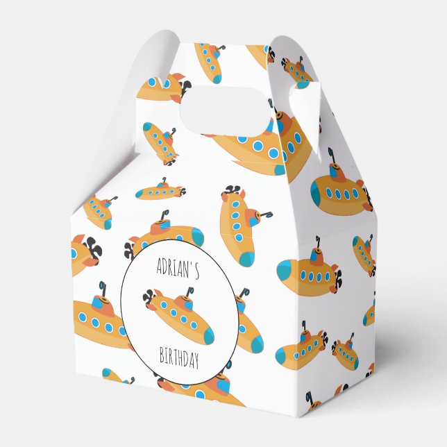 Cute Submarine Pattern Kid's Birthday Party  Favour Box (Front Side)