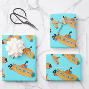 Cute Submarine Pattern Kids Party Wrapping Paper Sheet