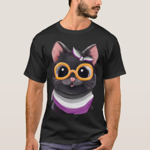 Cute Subtle Asexual Pride Flag Cat with Ace Flag C T-Shirt