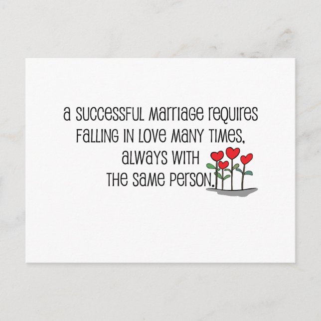 Cute, "Successful Marriage" quote Postcard (Front)