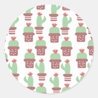 Cute Succulent Cactus | Potted Houseplants Pattern Classic Round Sticker