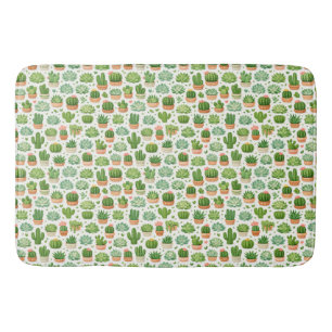 Cute Succulent Plant Seamless Pattern Bath Mat