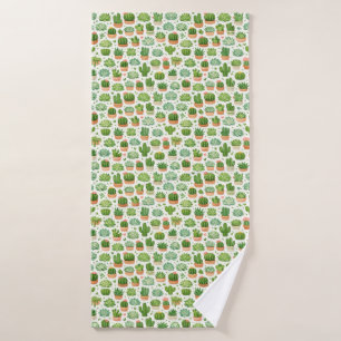 Cute Succulent Plant Seamless Pattern Bath Towel