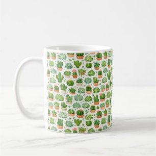 Cute Succulent Plant Seamless Pattern Coffee Mug