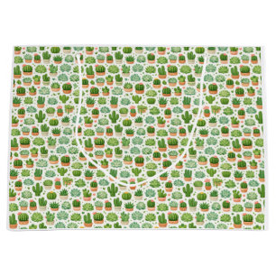 Cute Succulent Plant Seamless Pattern Large Gift Bag