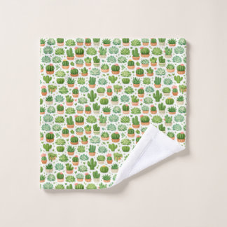 Cute Succulent Plant Seamless Pattern Wash Cloth