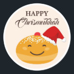 Cute Sufganiyah, Jewish Holiday Happy Chrismukkah<br><div class="desc">Cute Sufganiyah,  Jewish Holiday Happy Chrismukkah Stickers</div>