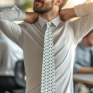Cute Sugar Glider Tropical Plumeria Flowers Blue Tie