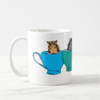 Cute Sugar Gliders in Tea Cups Illustrated Mug