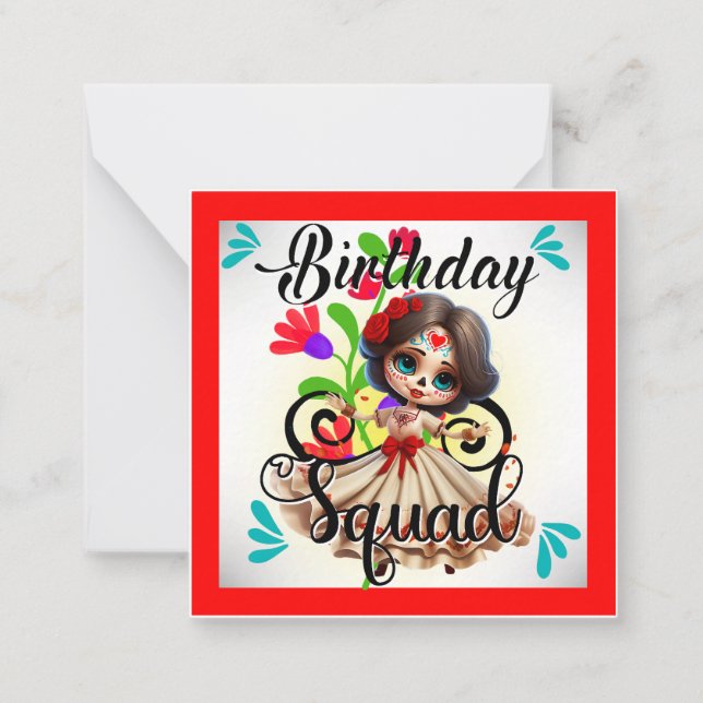 Cute Sugar Skull Birthday Card (Front)