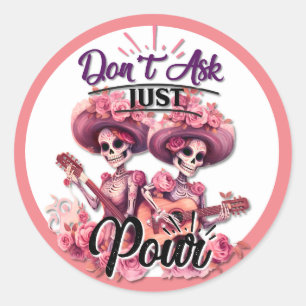 Cute Sugar Skull Classic Round Sticker