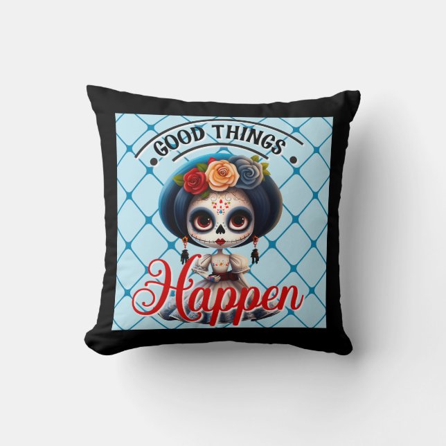 Cute Sugar Skull  Cushion (Front)