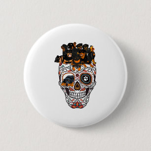 cute sugar skull dog rottweiler skull halloween 6 cm round badge