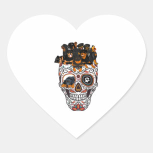 cute sugar skull dog rottweiler skull halloween heart sticker