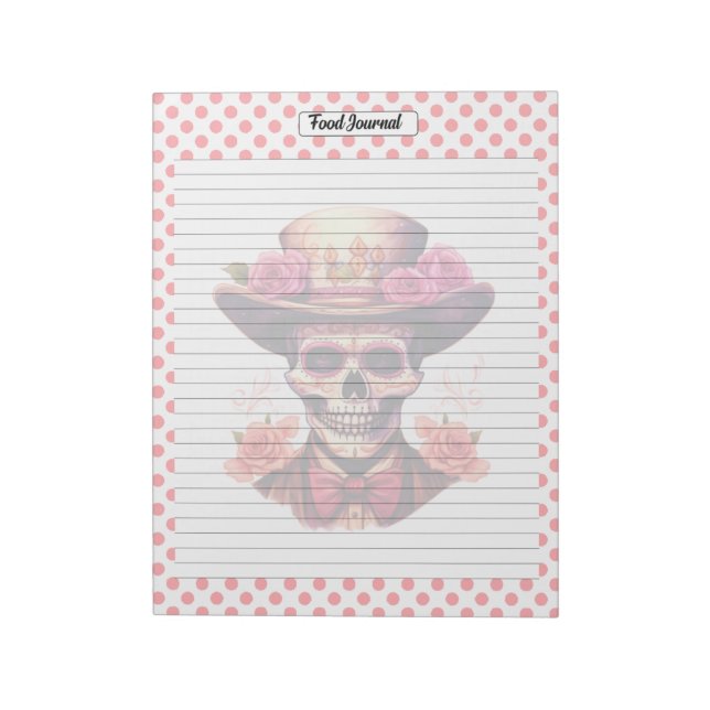Cute Sugar Skull Food Journal Notepad (Rotated)