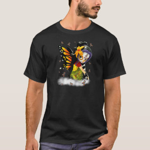 Cute Sugar Skull Girl Day Of The Dead Autism Aware T-Shirt