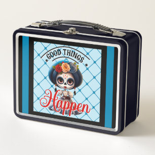 Cute Sugar Skull Metal Lunch Box