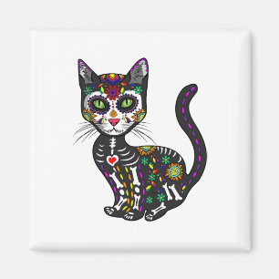 Cute Sugar Skull Mexican Cat Halloween Day Of The  Magnet
