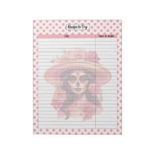 Cute Sugar Skull Recipe Page Notepad
