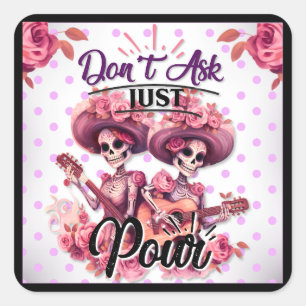 Cute Sugar Skull Square Sticker