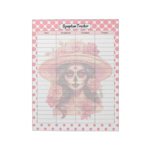 Cute Sugar Skull Symptom Tracker Notepad