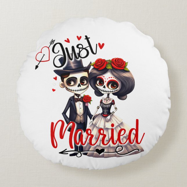 Cute Sugar Skull Throw Pillow (Front)