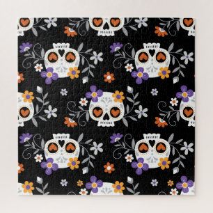 Cute Sugar Skulls Hand Drawn Jigsaw Puzzle