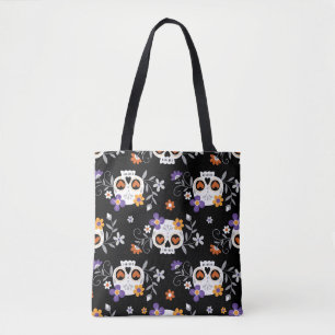 Cute Sugar Skulls Hand Drawn Tote Bag