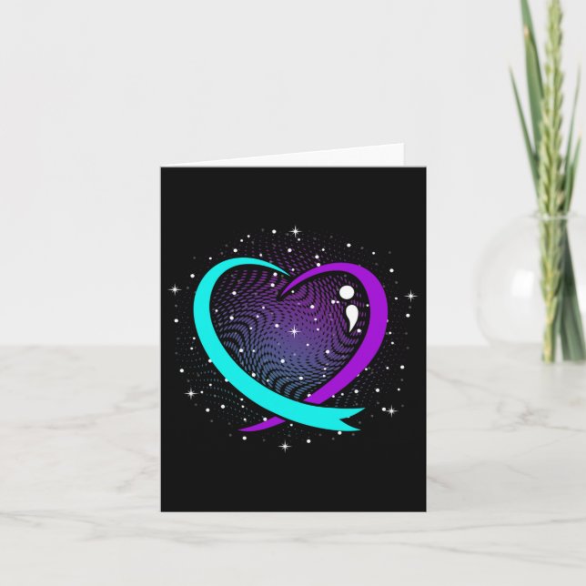 Cute Suicide Awareness Heart Happy Support Graphic Card (Front)