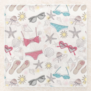 Cute Summer Abstract Pattern Glass Coaster