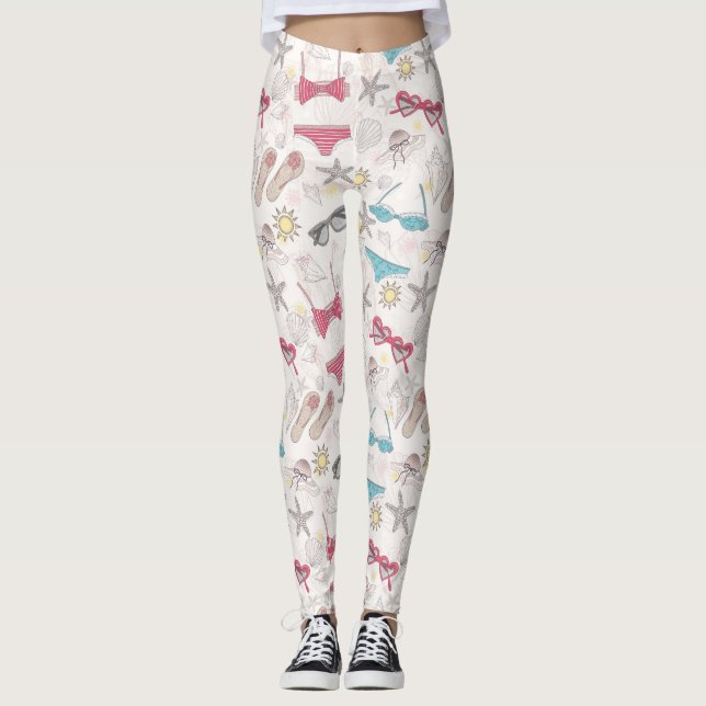 Cute Summer Abstract Pattern Leggings (Front)