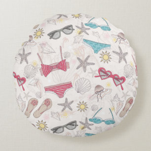 Cute Summer Abstract Pattern Round Cushion