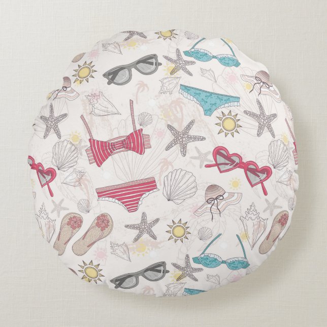 Cute Summer Abstract Pattern Round Cushion (Front)