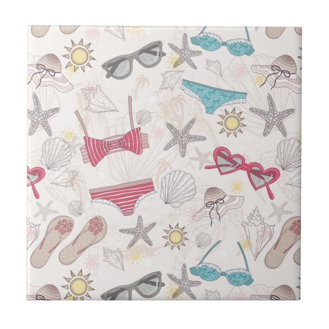 Cute Summer Abstract Pattern Tile (Front)