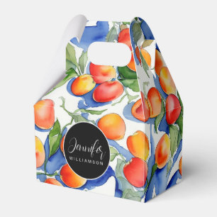 Cute Summer Apricot Watercolor Pattern Black Label Favour Box