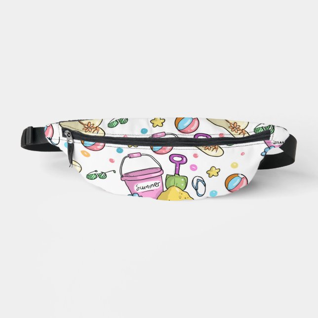 Cute Summer Beach Holiday Doodles Pattern Bum Bags (Front)