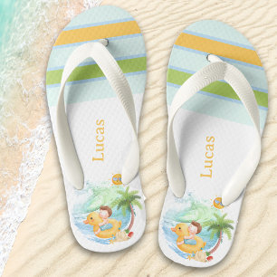 Cute Summer Beach Name Boy Kid's Jandals