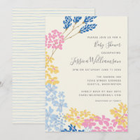 Cute Summer Blue and Yellow Flowers Baby Shower 