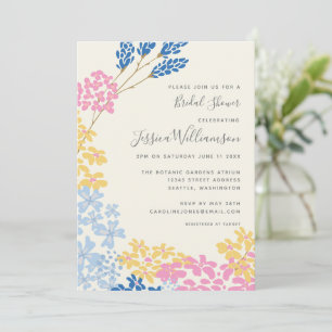 Cute Summer Blue and Yellow Flowers Bridal Shower Invitation