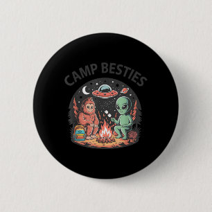 Cute Summer Camp Besties Alien Bigfoot Campground 6 Cm Round Badge