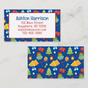 Cute Summer Camp Pattern Contact Card