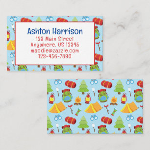 Cute Summer Camp Pattern Contact Card