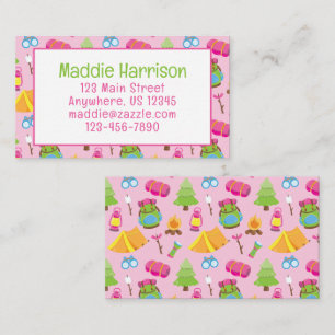 Cute Summer Camp Pattern Contact Card