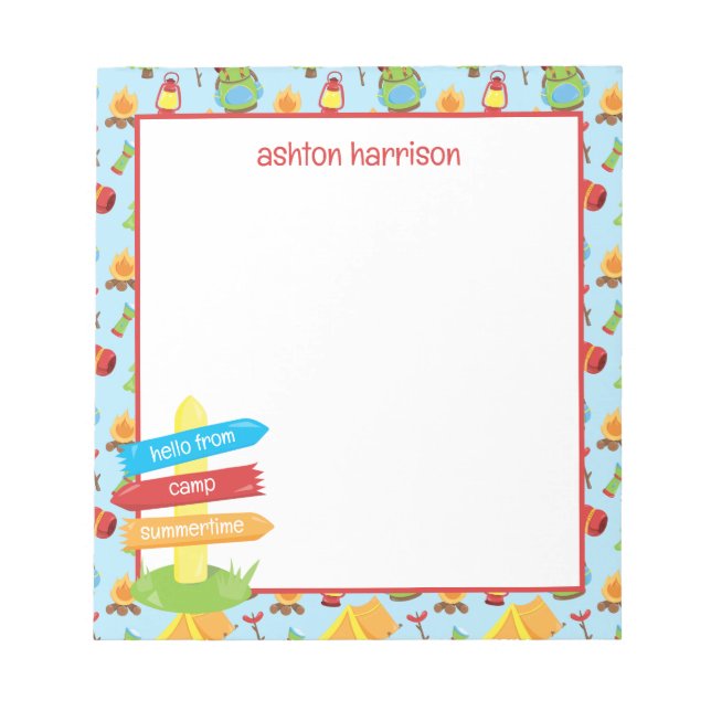 Cute Summer Camp Pattern Notepad (Front)