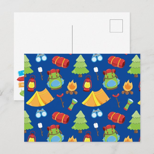 Cute Summer Camp Pattern Postcard (Front/Back)