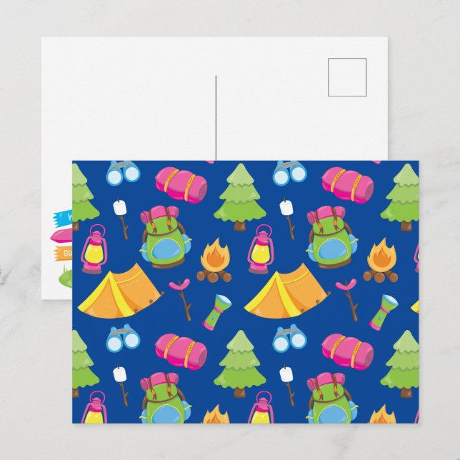 Cute Summer Camp Pattern Postcard (Front/Back)