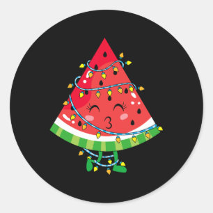 Cute Summer Christmas Watermelon Holiday Christmas Classic Round Sticker