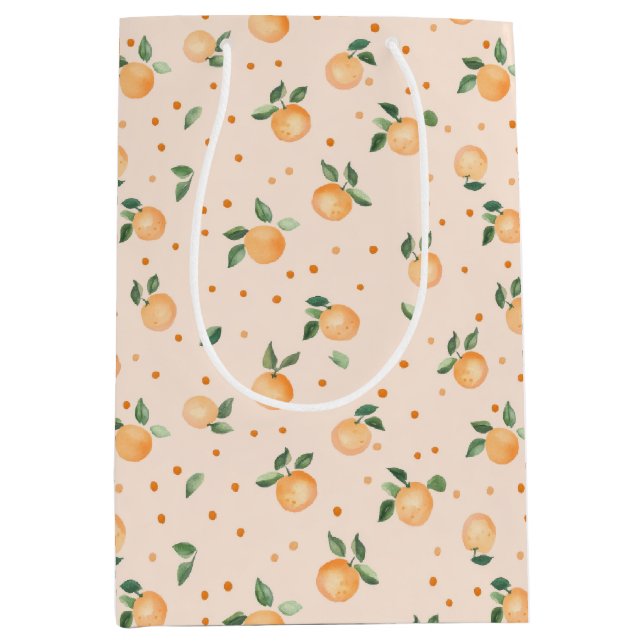 Cute Summer Citrus Oranges Fruit Pattern Medium Gift Bag (Front)