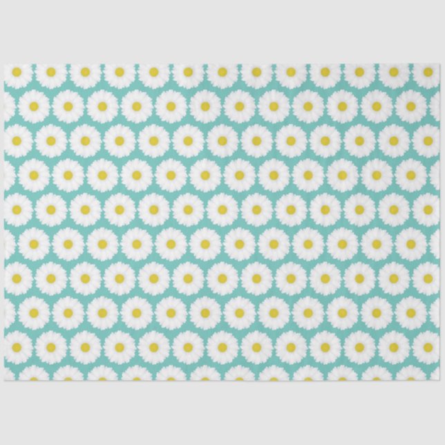 Cute Summer Daisies Pattern on Blue Tissue Paper (Front)