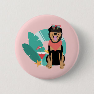 Cute Summer Dog With Sunglasses 6 Cm Round Badge